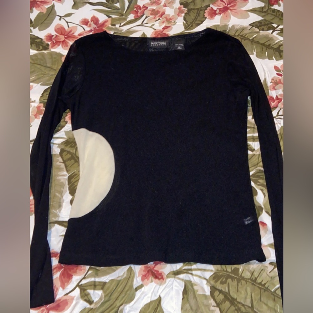 Black shear long sleeve blouse